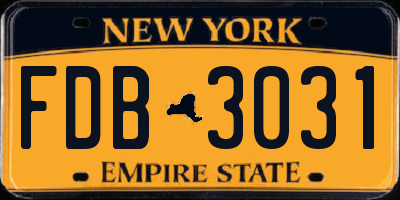 NY license plate FDB3031