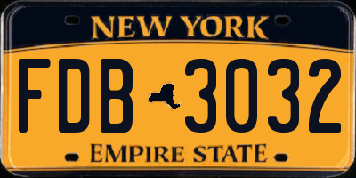 NY license plate FDB3032