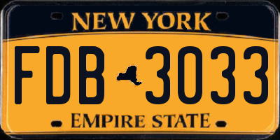 NY license plate FDB3033