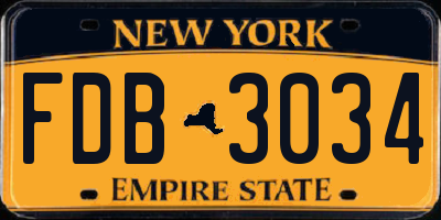 NY license plate FDB3034