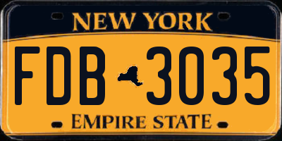 NY license plate FDB3035