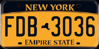 NY license plate FDB3036