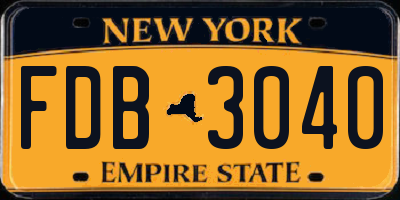 NY license plate FDB3040