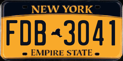 NY license plate FDB3041