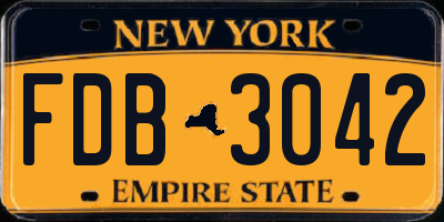 NY license plate FDB3042