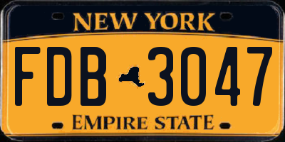 NY license plate FDB3047