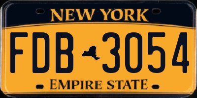 NY license plate FDB3054