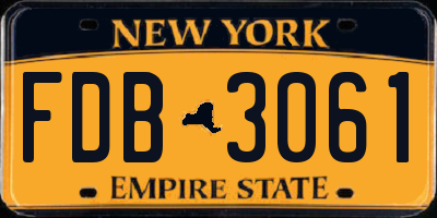 NY license plate FDB3061