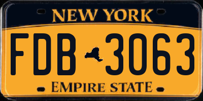 NY license plate FDB3063