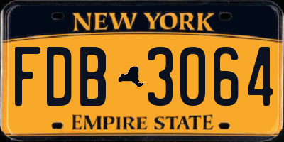 NY license plate FDB3064