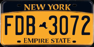 NY license plate FDB3072