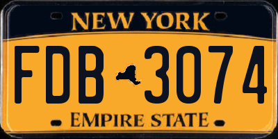 NY license plate FDB3074