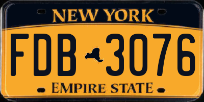 NY license plate FDB3076