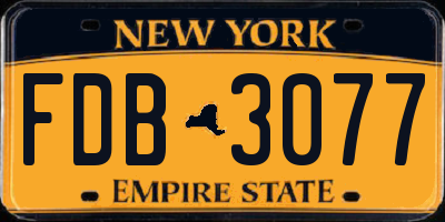 NY license plate FDB3077