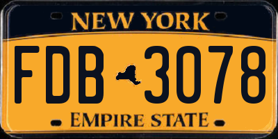 NY license plate FDB3078