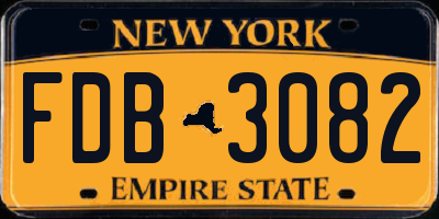 NY license plate FDB3082