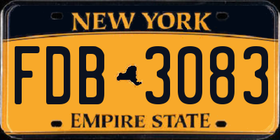 NY license plate FDB3083