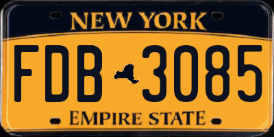 NY license plate FDB3085