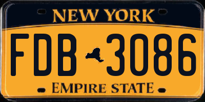 NY license plate FDB3086