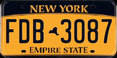 NY license plate FDB3087