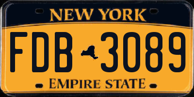 NY license plate FDB3089