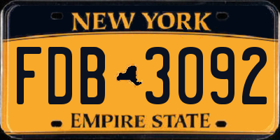 NY license plate FDB3092