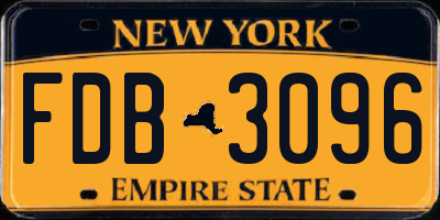 NY license plate FDB3096