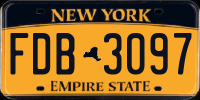 NY license plate FDB3097