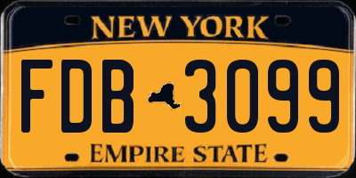 NY license plate FDB3099