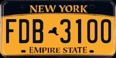 NY license plate FDB3100