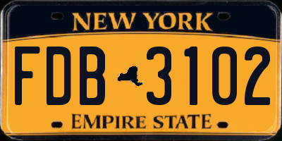 NY license plate FDB3102