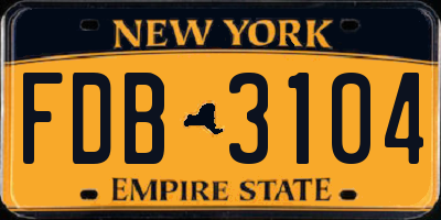 NY license plate FDB3104