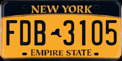 NY license plate FDB3105
