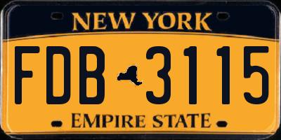 NY license plate FDB3115
