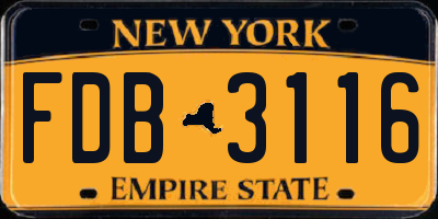 NY license plate FDB3116