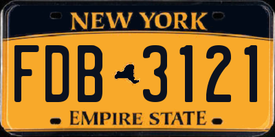NY license plate FDB3121