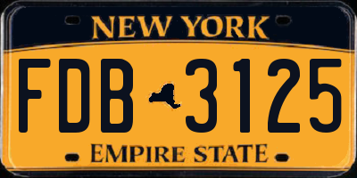 NY license plate FDB3125