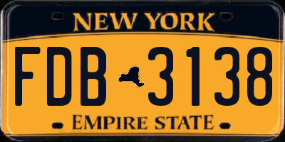 NY license plate FDB3138