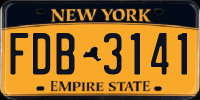 NY license plate FDB3141