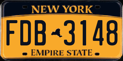 NY license plate FDB3148