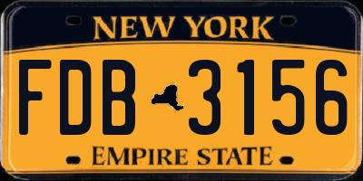 NY license plate FDB3156