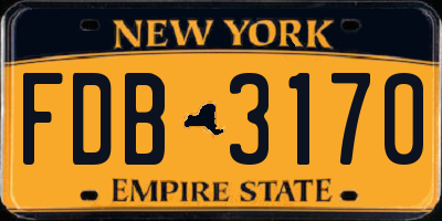 NY license plate FDB3170