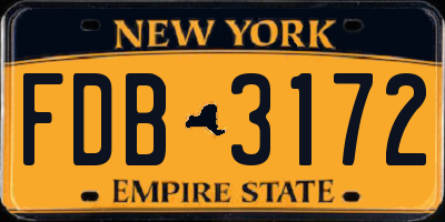 NY license plate FDB3172
