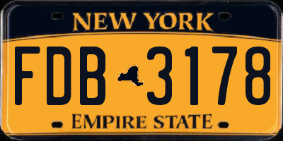NY license plate FDB3178