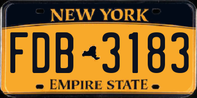 NY license plate FDB3183