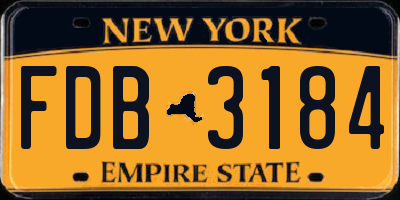 NY license plate FDB3184