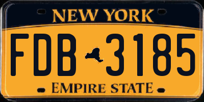 NY license plate FDB3185