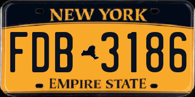 NY license plate FDB3186