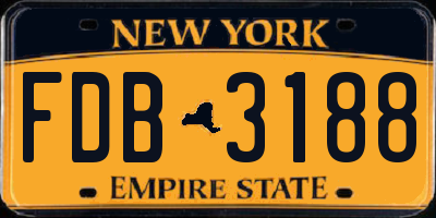 NY license plate FDB3188