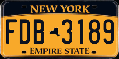 NY license plate FDB3189